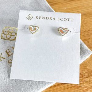 Ari Heart Stud Dichroic Glass Brand New - Includes Dust Bag